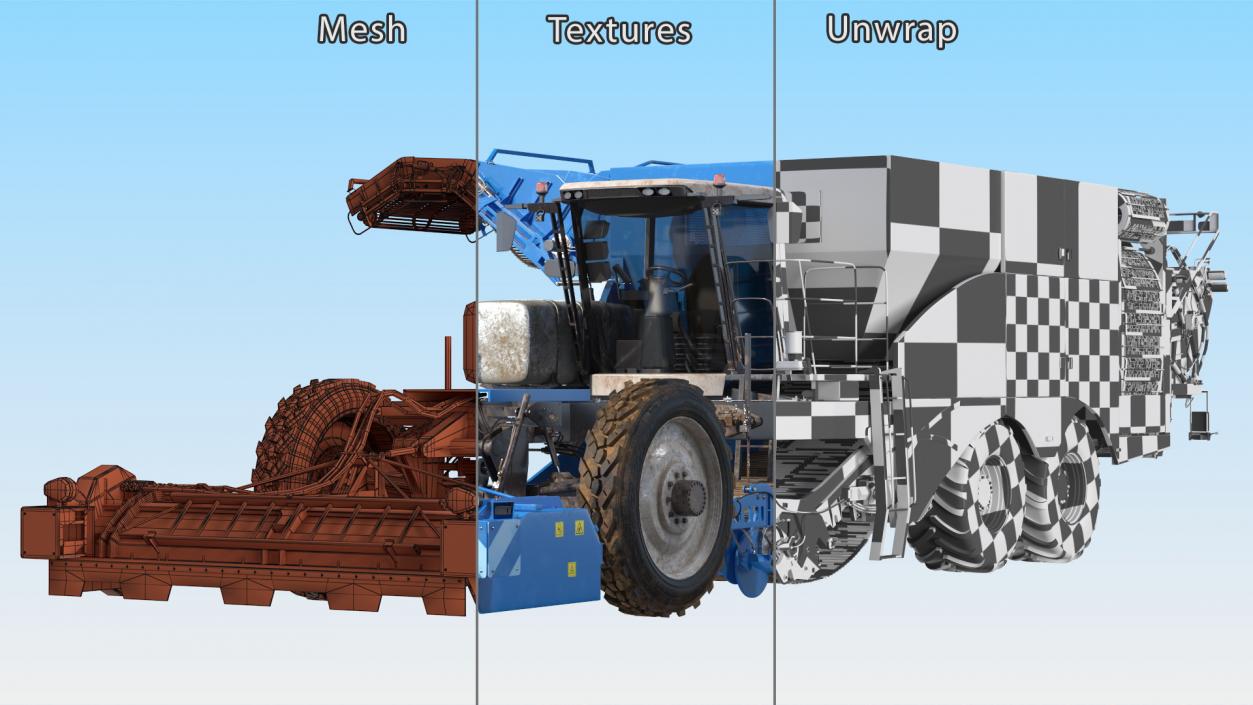 Potato Harvester Dirty Rigged 3D model