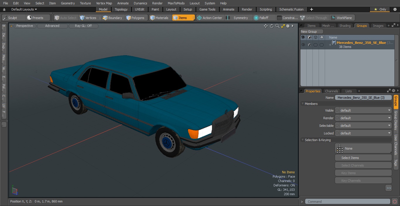 3D model Mercedes Benz 350 SE Blue