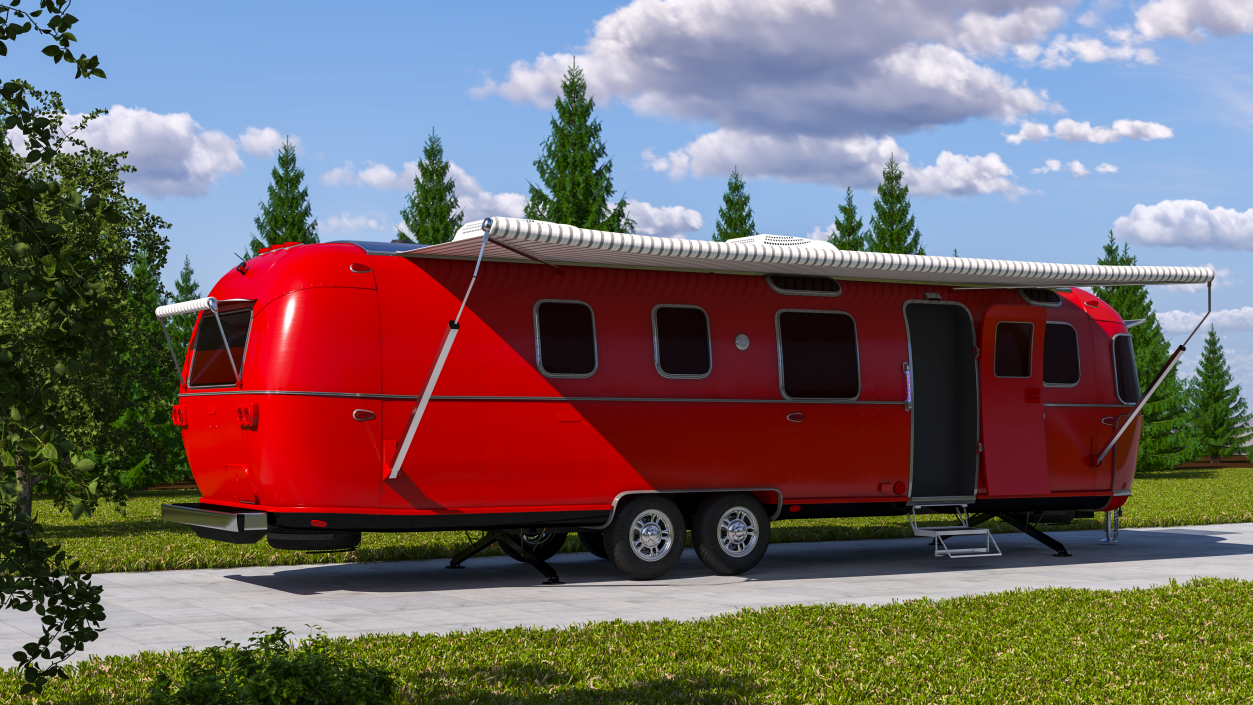 3D Classic Travel Trailer Red