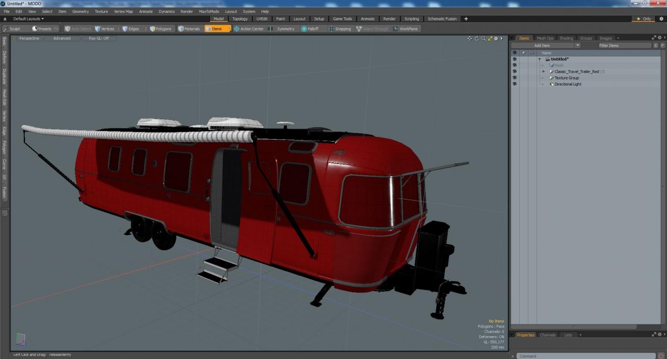 3D Classic Travel Trailer Red