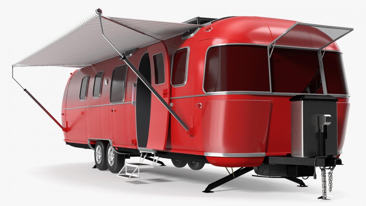 3D Classic Travel Trailer Red