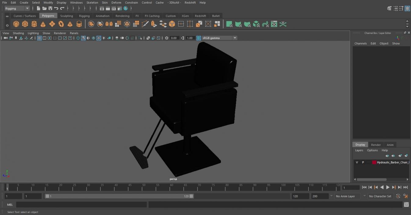 3D model Hydraulic Barber Chair Modern Black