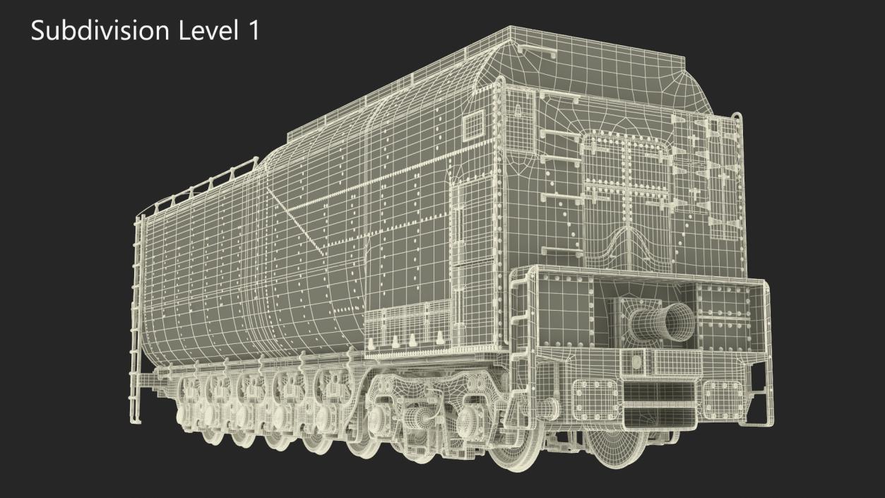 3D Trailed Tender for Locomotive Rigged 2 model