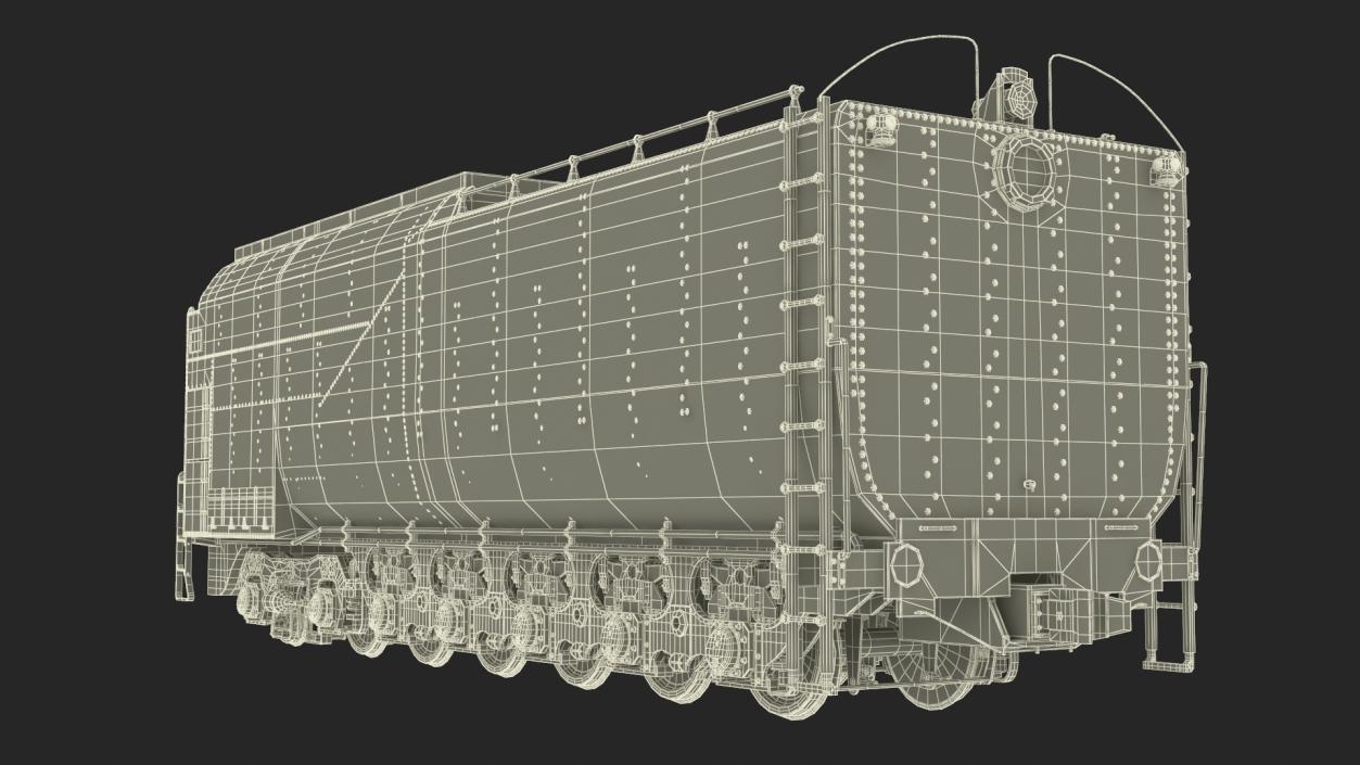 3D Trailed Tender for Locomotive Rigged 2 model