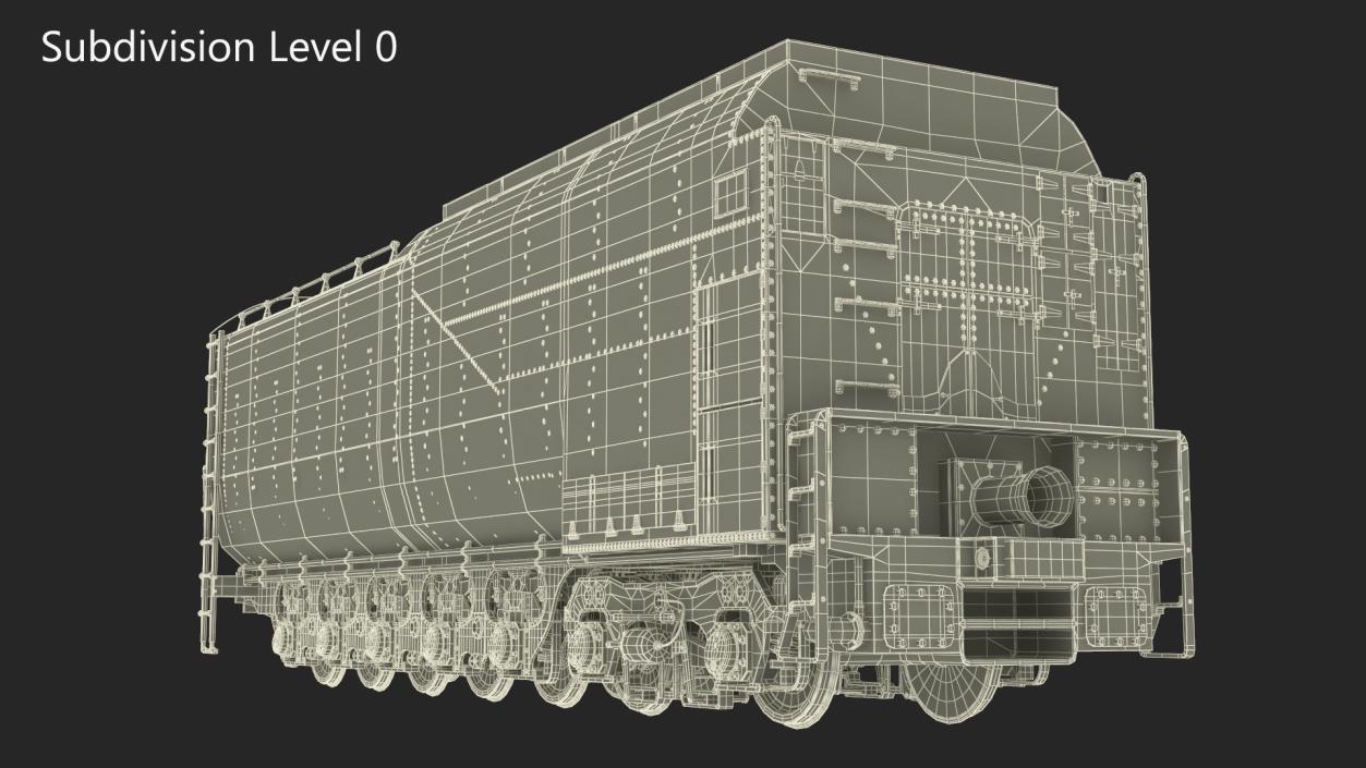 3D Trailed Tender for Locomotive Rigged 2 model