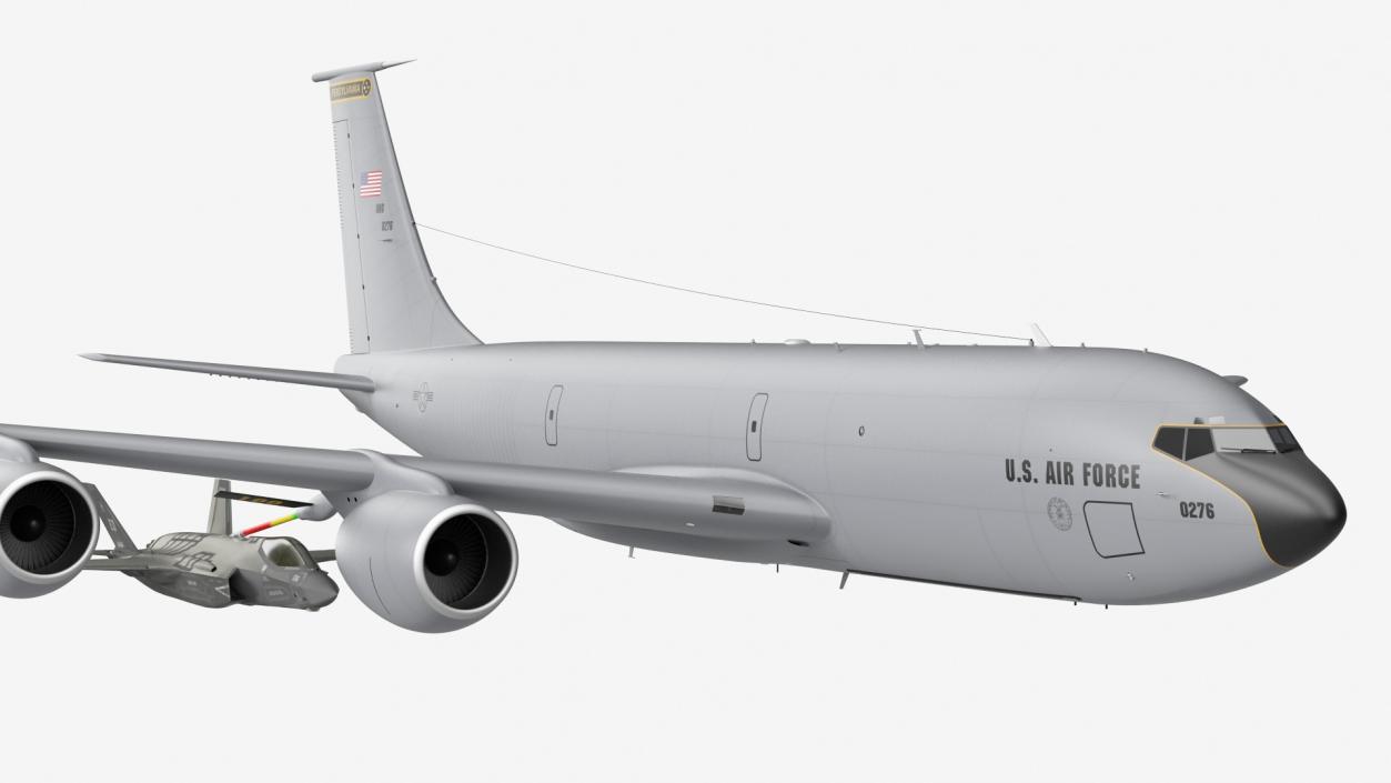 3D Boeing KC 135 Stratotanker with F35 Lightning II model