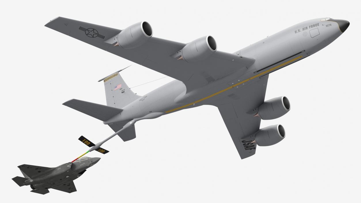 3D Boeing KC 135 Stratotanker with F35 Lightning II model