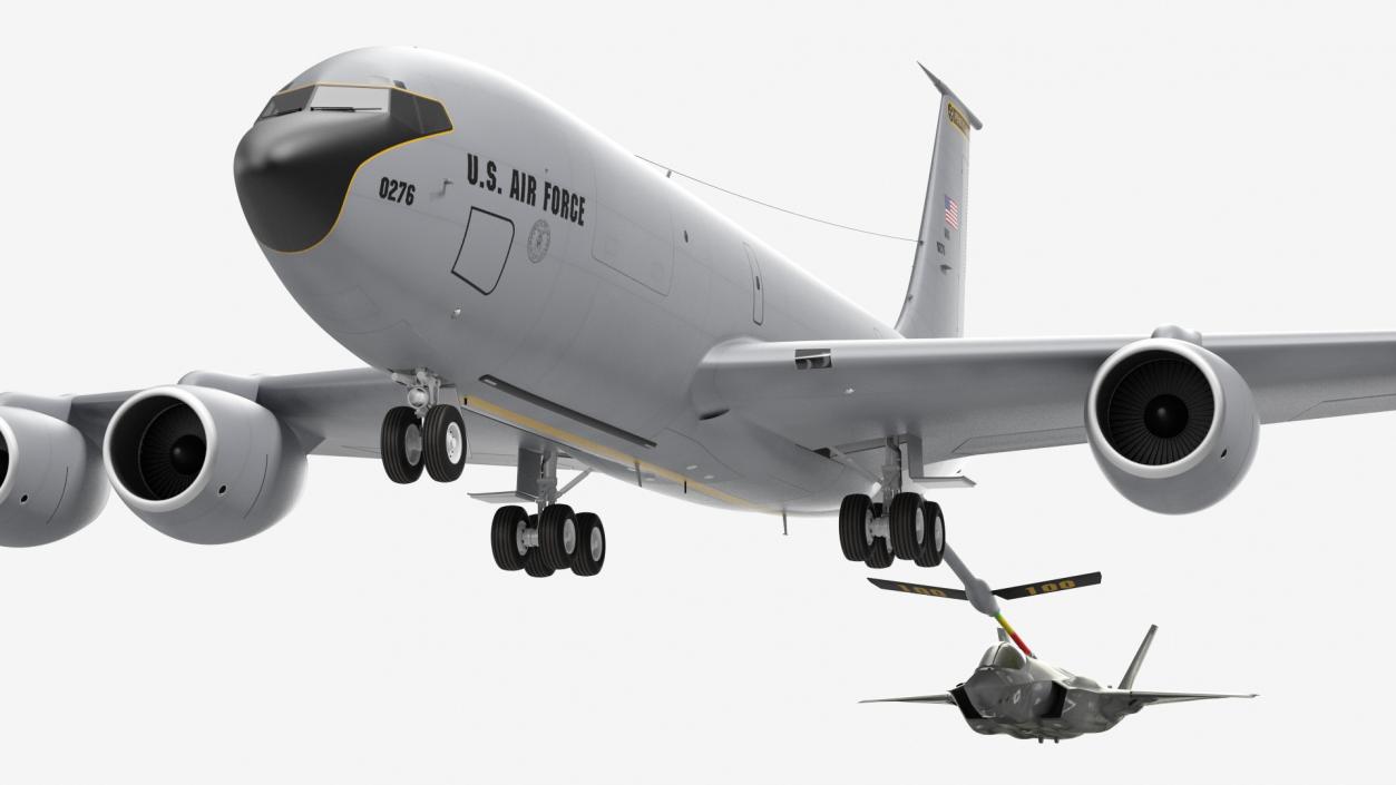 3D Boeing KC 135 Stratotanker with F35 Lightning II model