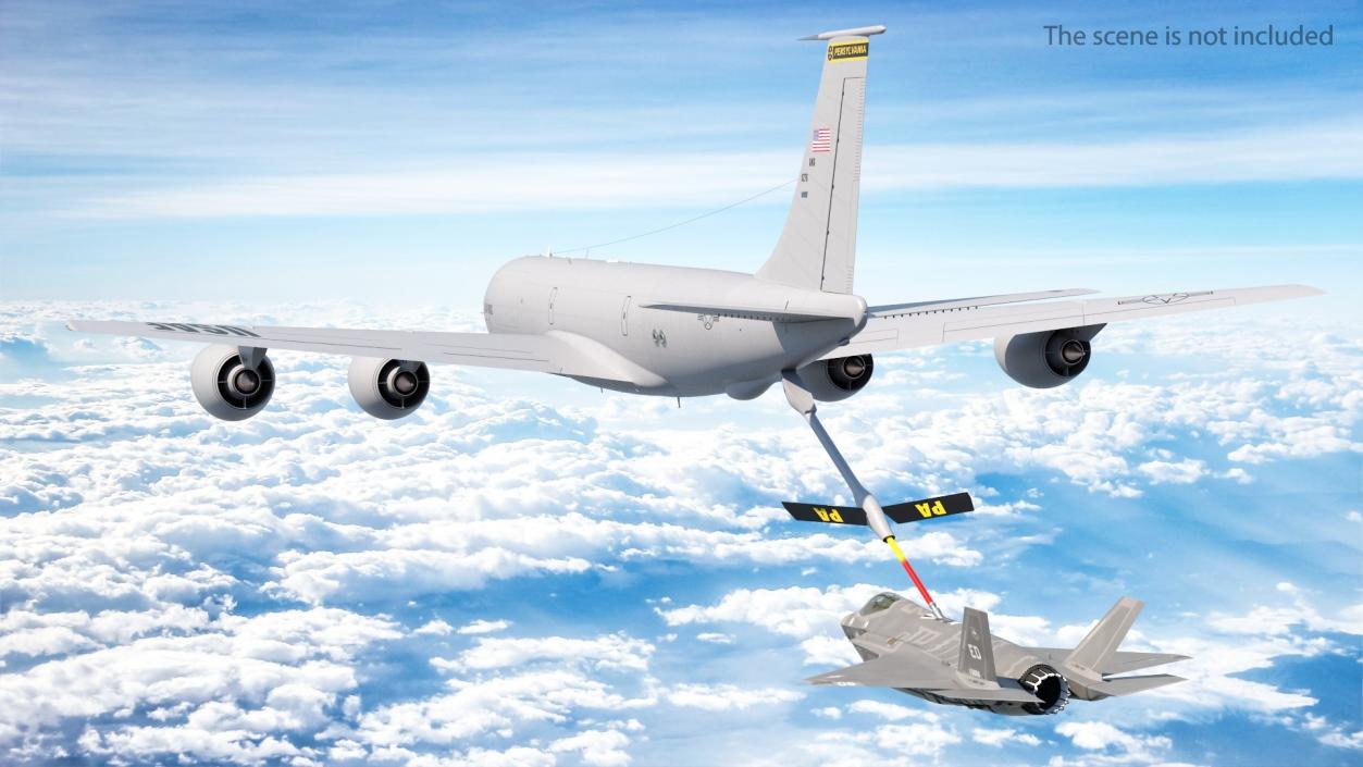 3D Boeing KC 135 Stratotanker with F35 Lightning II model