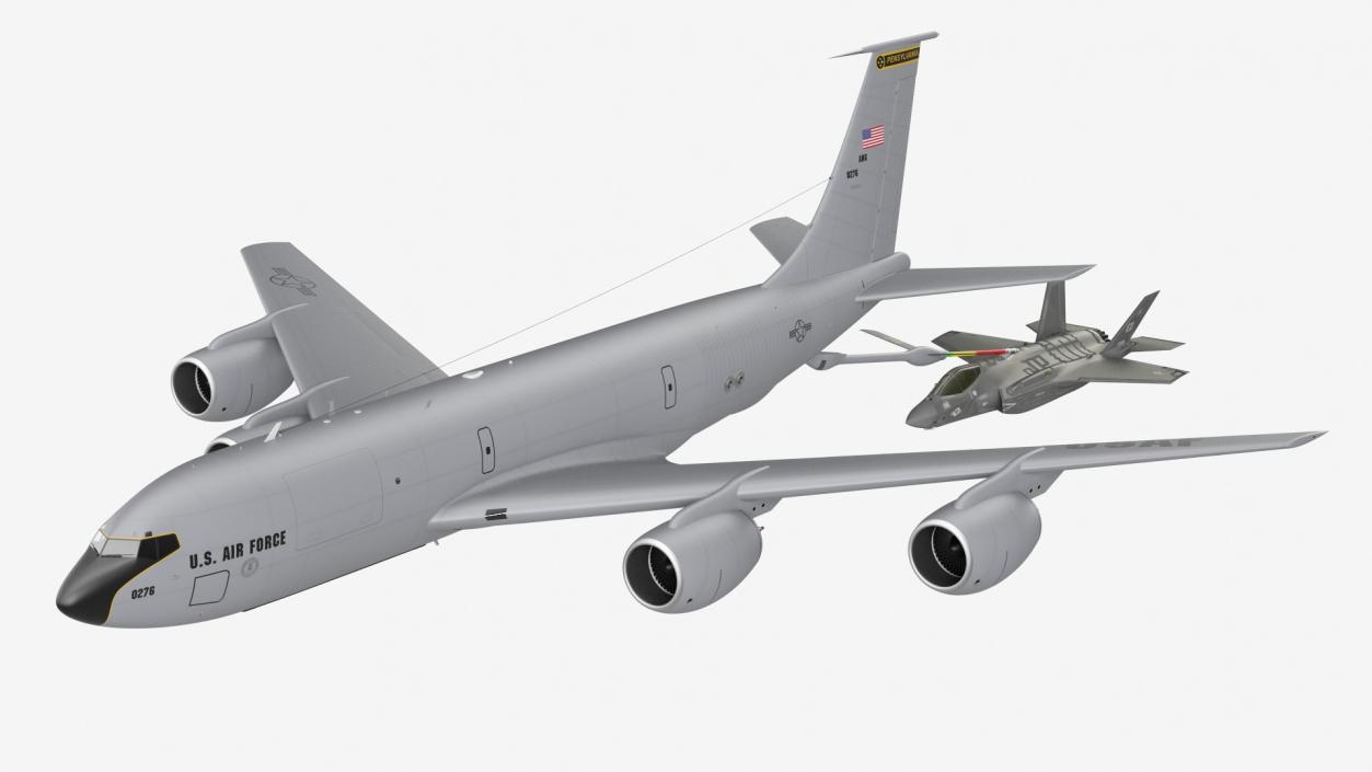 3D Boeing KC 135 Stratotanker with F35 Lightning II model