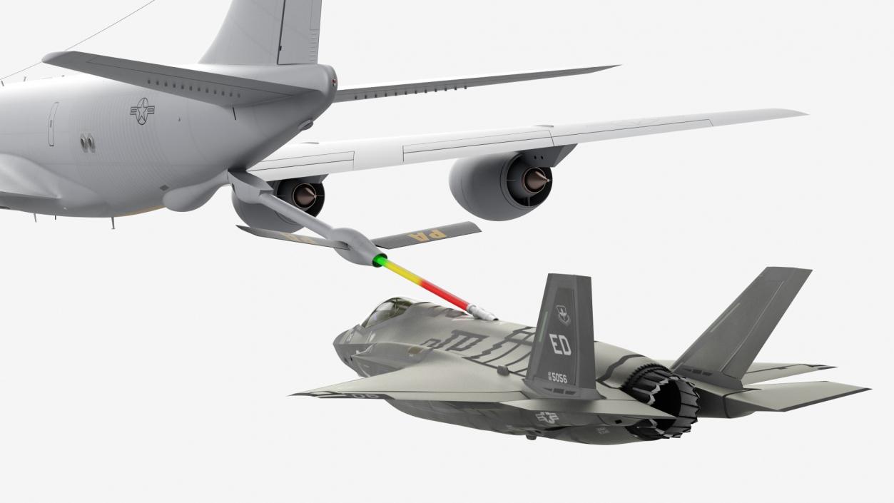 3D Boeing KC 135 Stratotanker with F35 Lightning II model