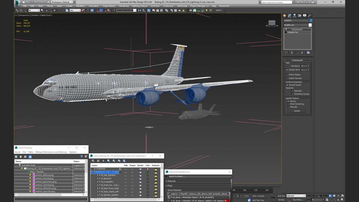 3D Boeing KC 135 Stratotanker with F35 Lightning II model