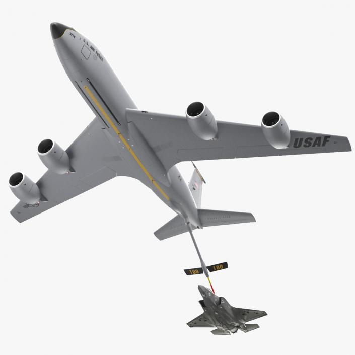 3D Boeing KC 135 Stratotanker with F35 Lightning II model