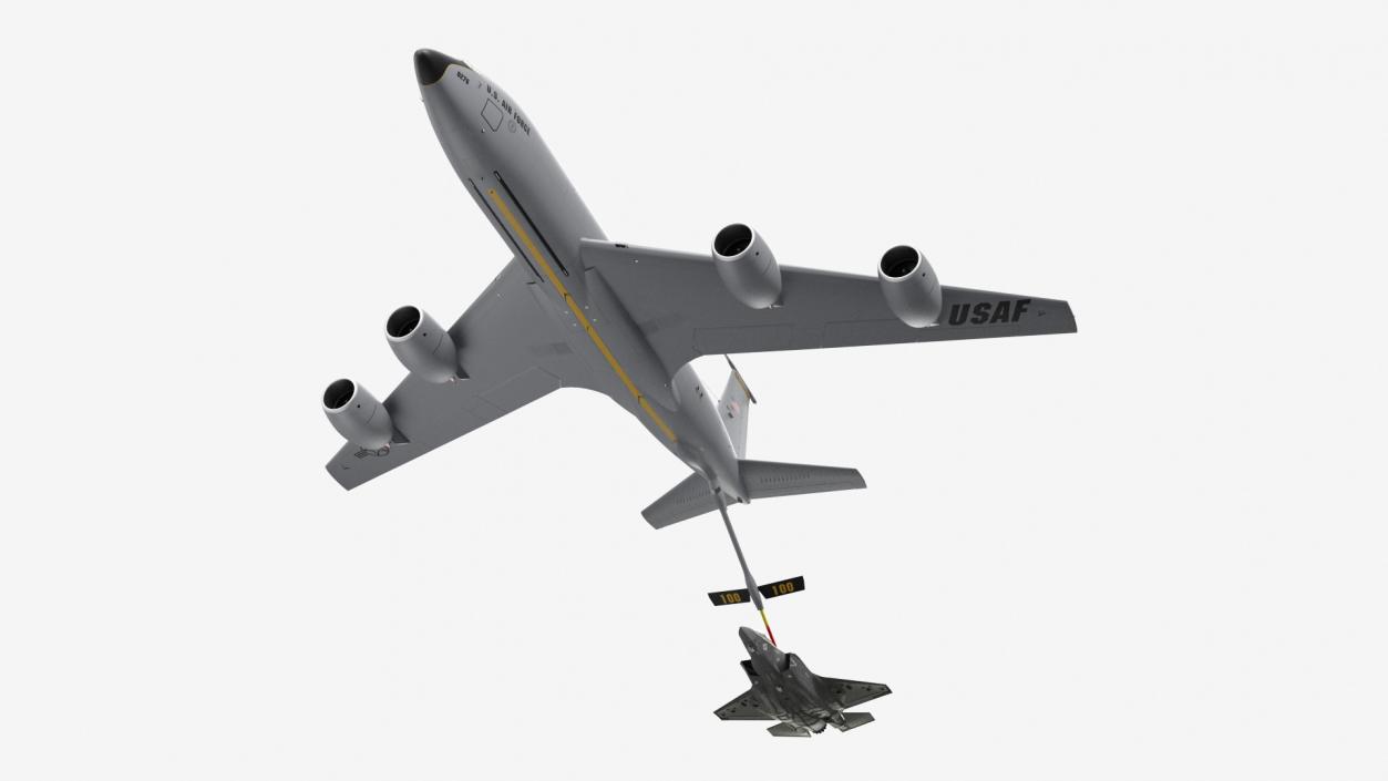 3D Boeing KC 135 Stratotanker with F35 Lightning II model