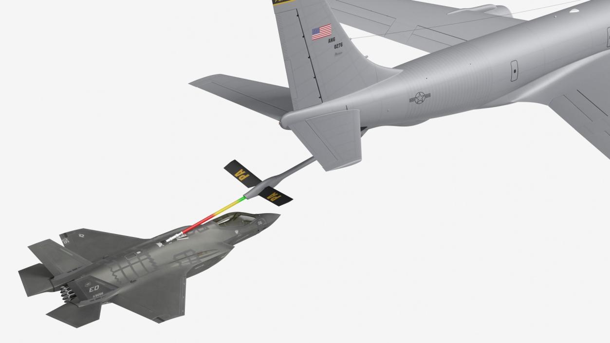 3D Boeing KC 135 Stratotanker with F35 Lightning II model