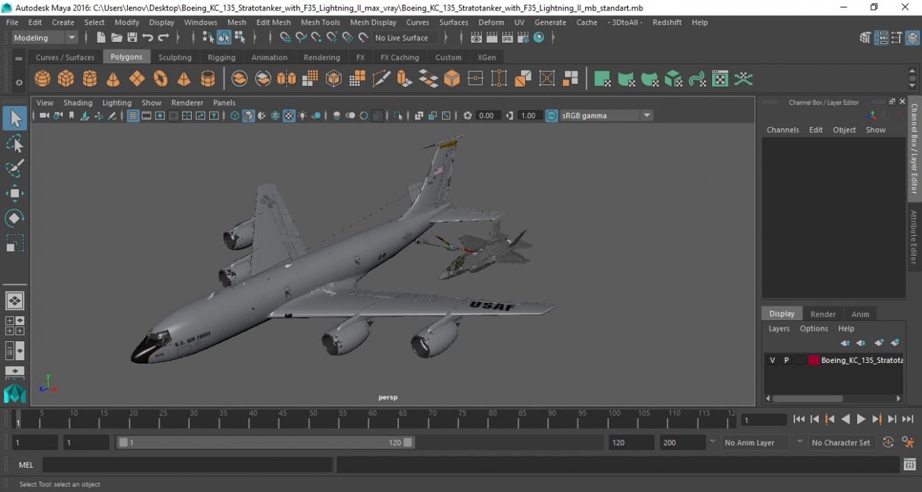 3D Boeing KC 135 Stratotanker with F35 Lightning II model