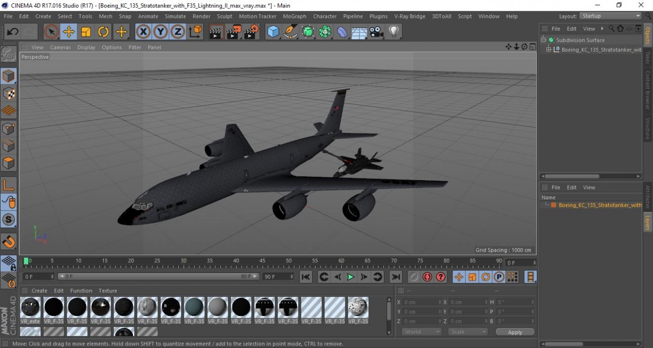 3D Boeing KC 135 Stratotanker with F35 Lightning II model