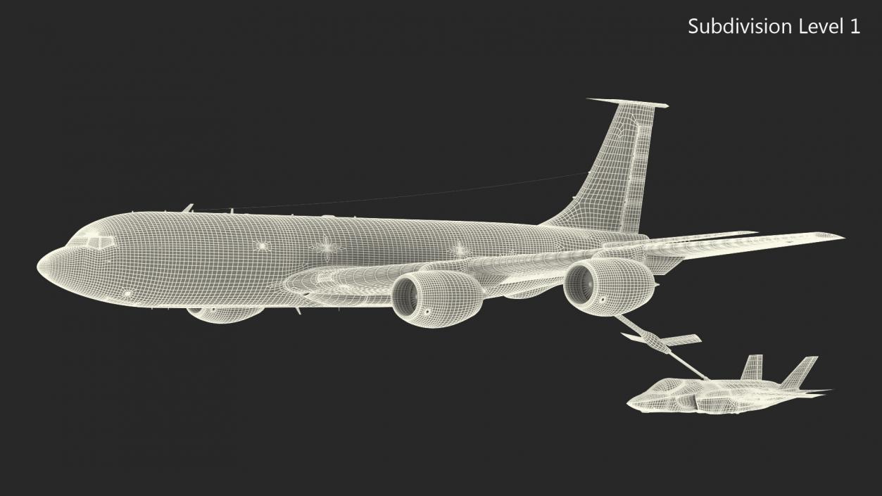 3D Boeing KC 135 Stratotanker with F35 Lightning II model