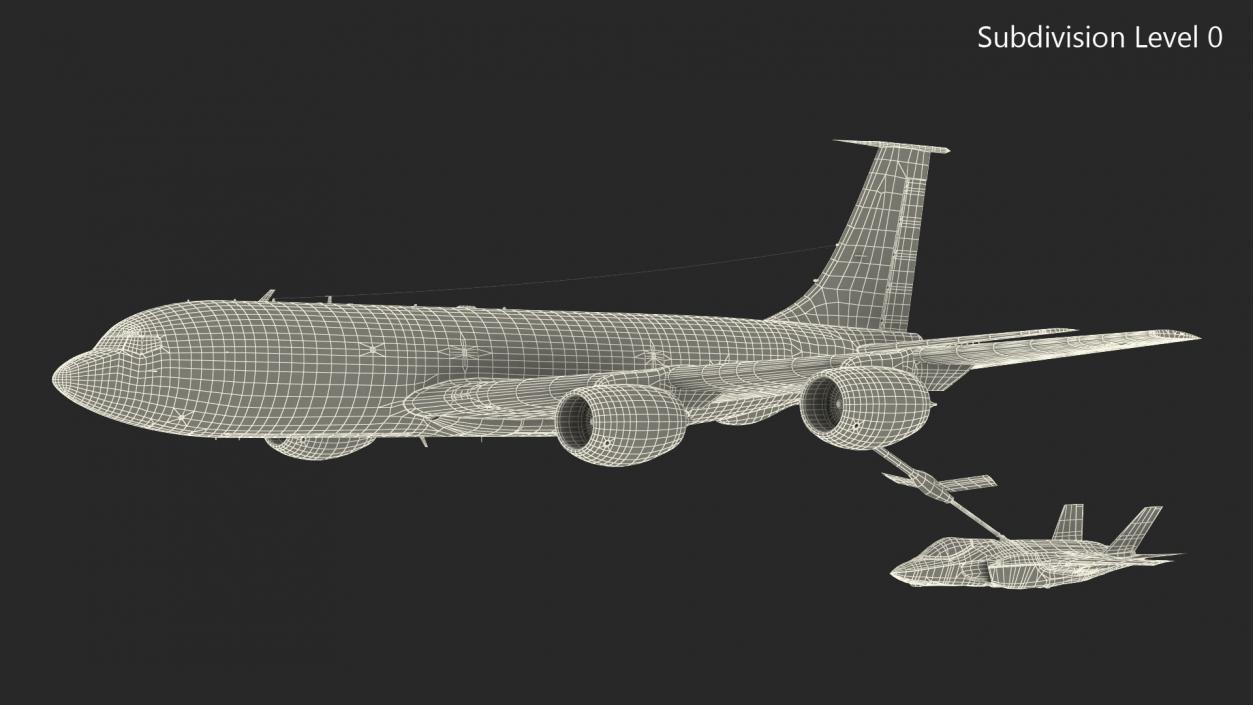 3D Boeing KC 135 Stratotanker with F35 Lightning II model