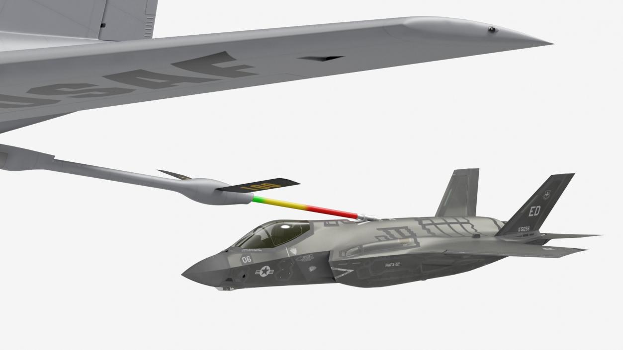 3D Boeing KC 135 Stratotanker with F35 Lightning II model