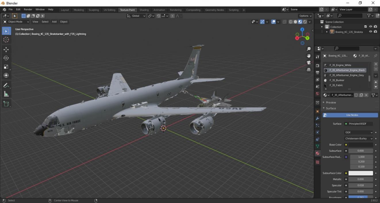 3D Boeing KC 135 Stratotanker with F35 Lightning II model