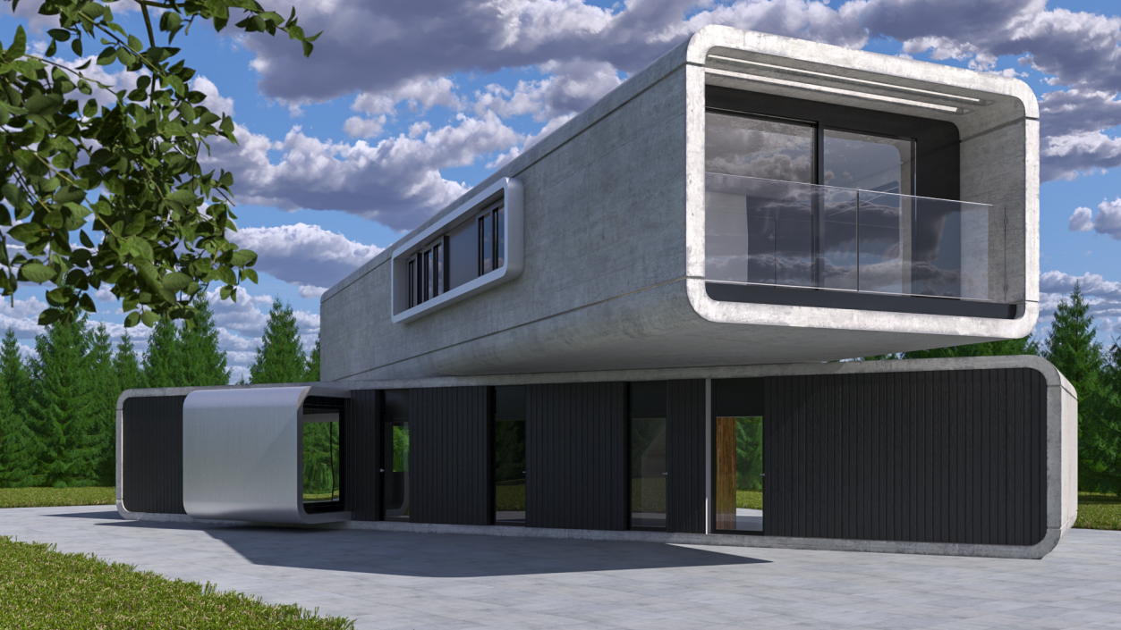 Concrete Modernist House 3D model