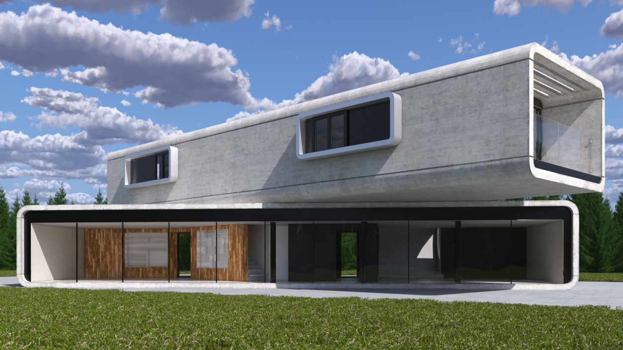 Concrete Modernist House 3D model