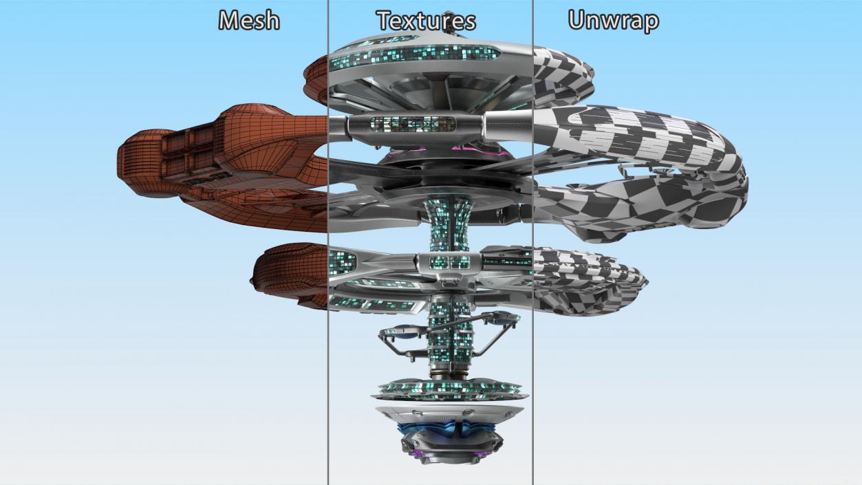 Sci Fi Space Station with Interplanetary Spacecraft Collection 3D