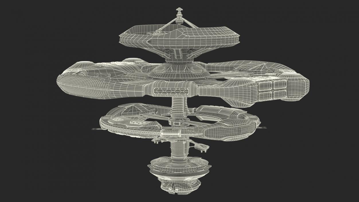 Sci Fi Space Station with Interplanetary Spacecraft Collection 3D