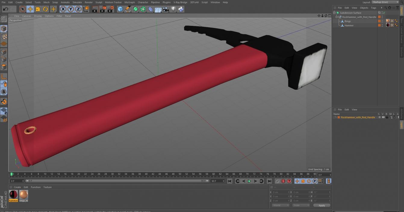 3D Rockhammer with Red Handle