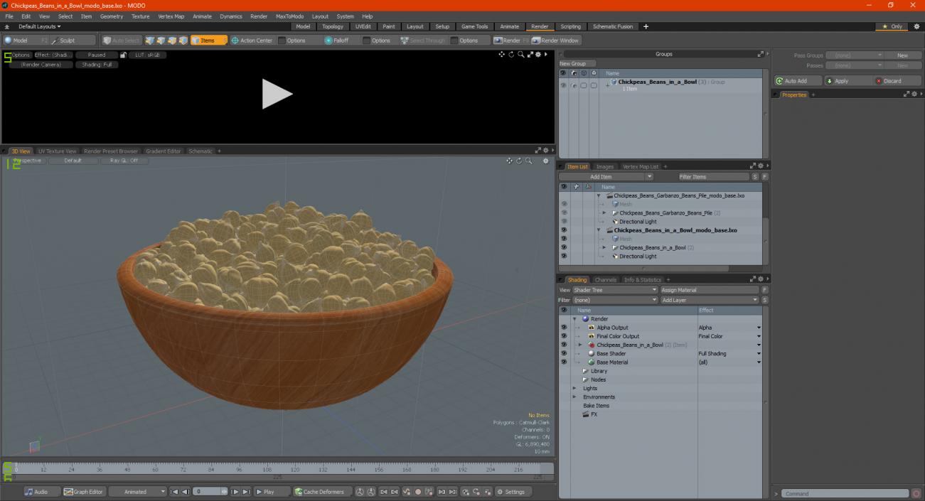 3D model Chickpeas Beans in a Bowl