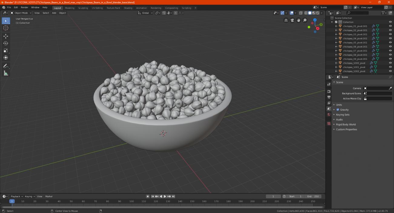 3D model Chickpeas Beans in a Bowl