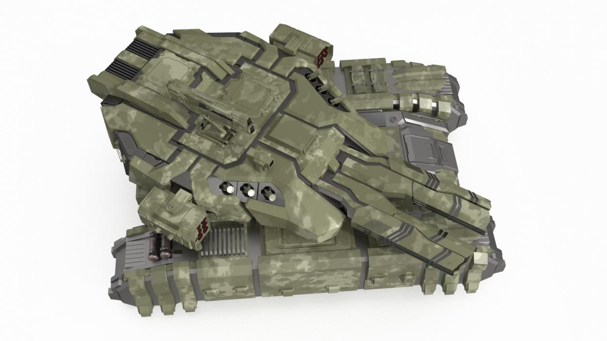 Sci Fi Heavy Tank Green Rigged 2 3D