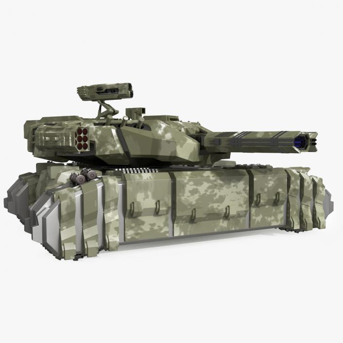 Sci Fi Heavy Tank Green Rigged 2 3D