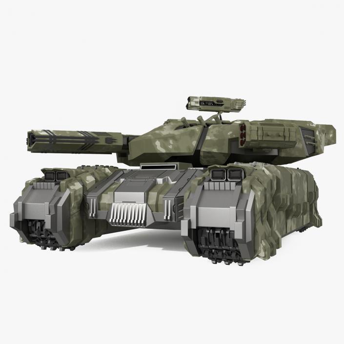 Sci Fi Heavy Tank Green Rigged 2 3D