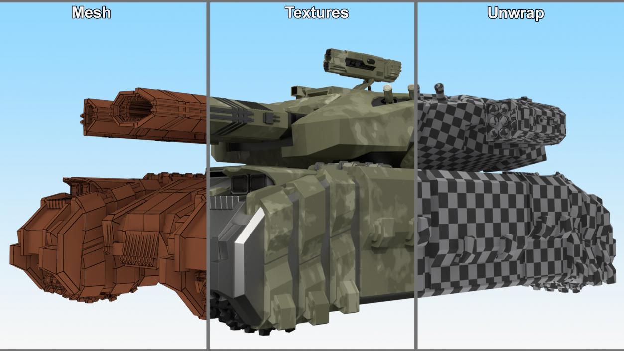 Sci Fi Heavy Tank Green Rigged 2 3D