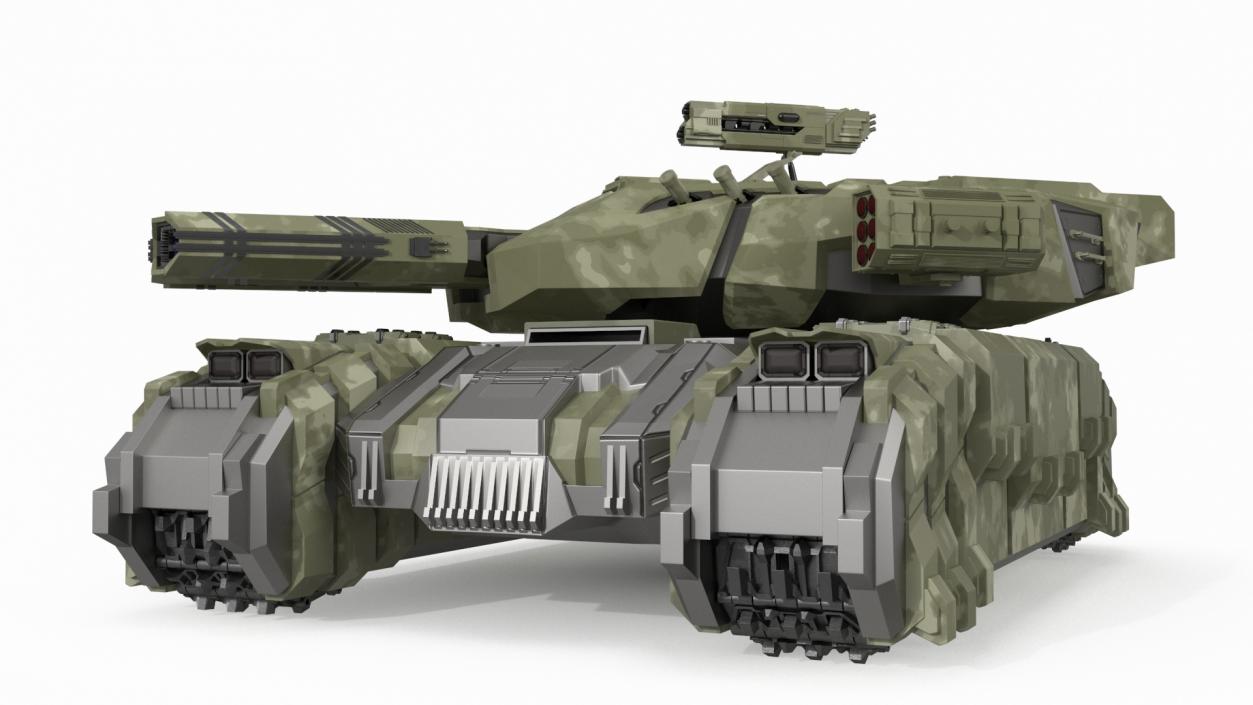 Sci Fi Heavy Tank Green Rigged 2 3D