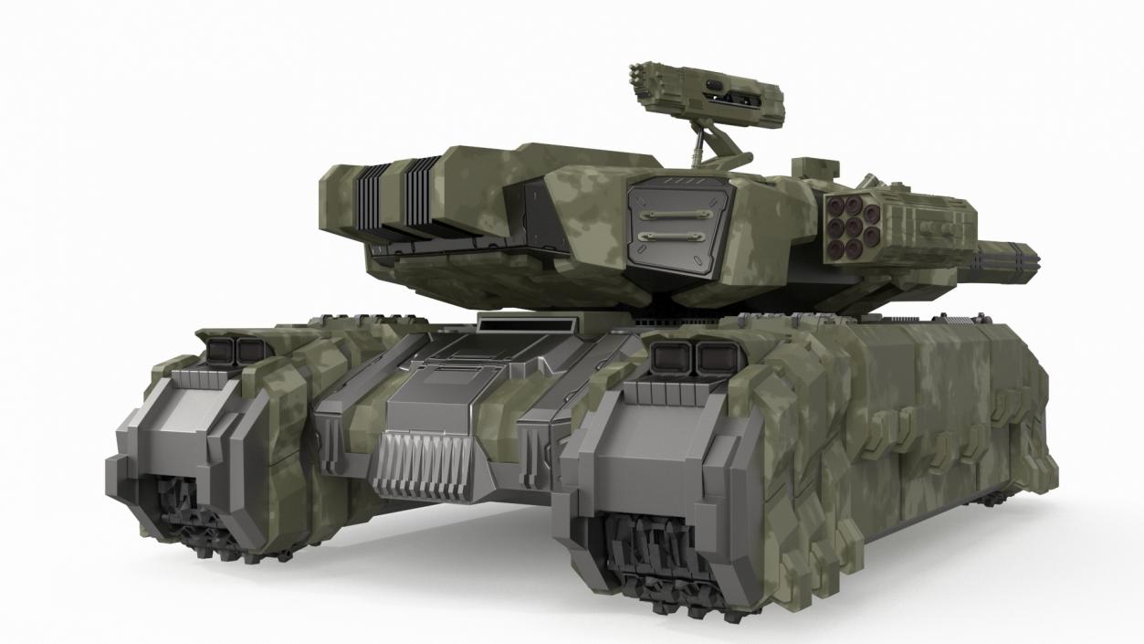 Sci Fi Heavy Tank Green Rigged 2 3D