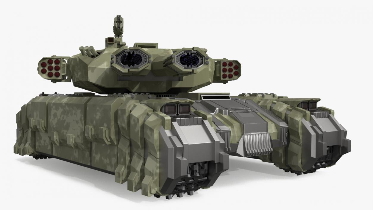 Sci Fi Heavy Tank Green Rigged 2 3D