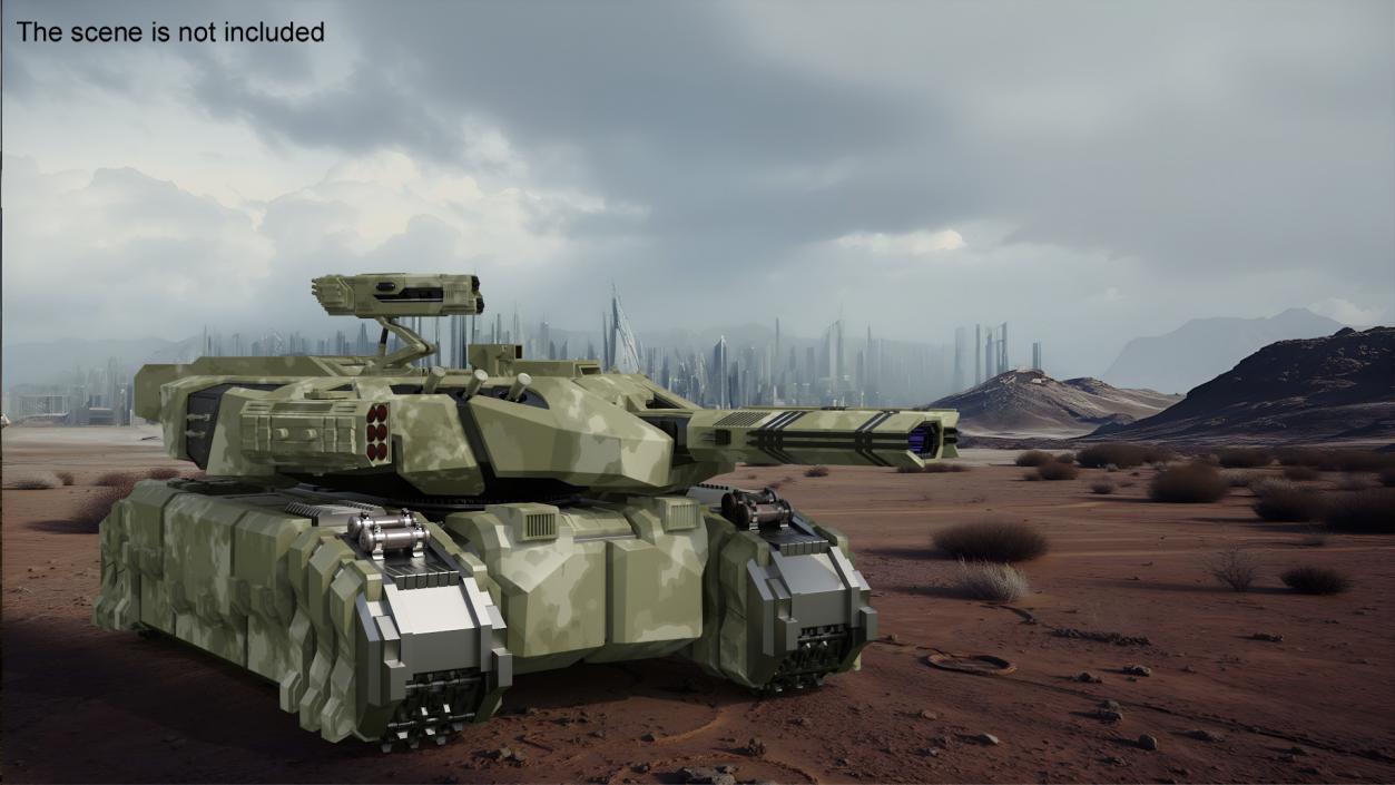 Sci Fi Heavy Tank Green Rigged 2 3D