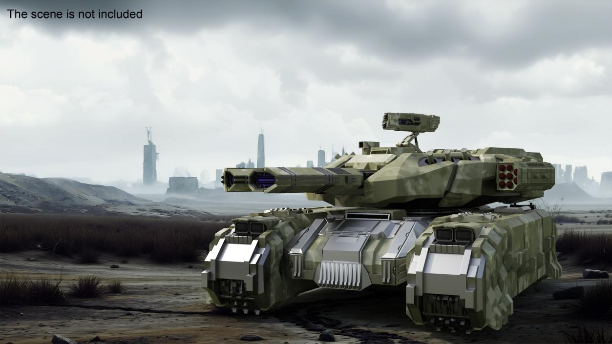 Sci Fi Heavy Tank Green Rigged 2 3D