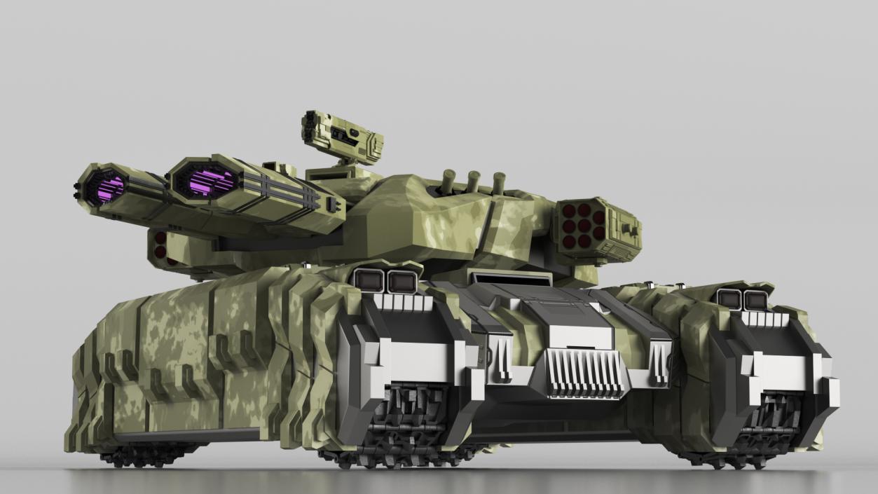 Sci Fi Heavy Tank Green Rigged 2 3D