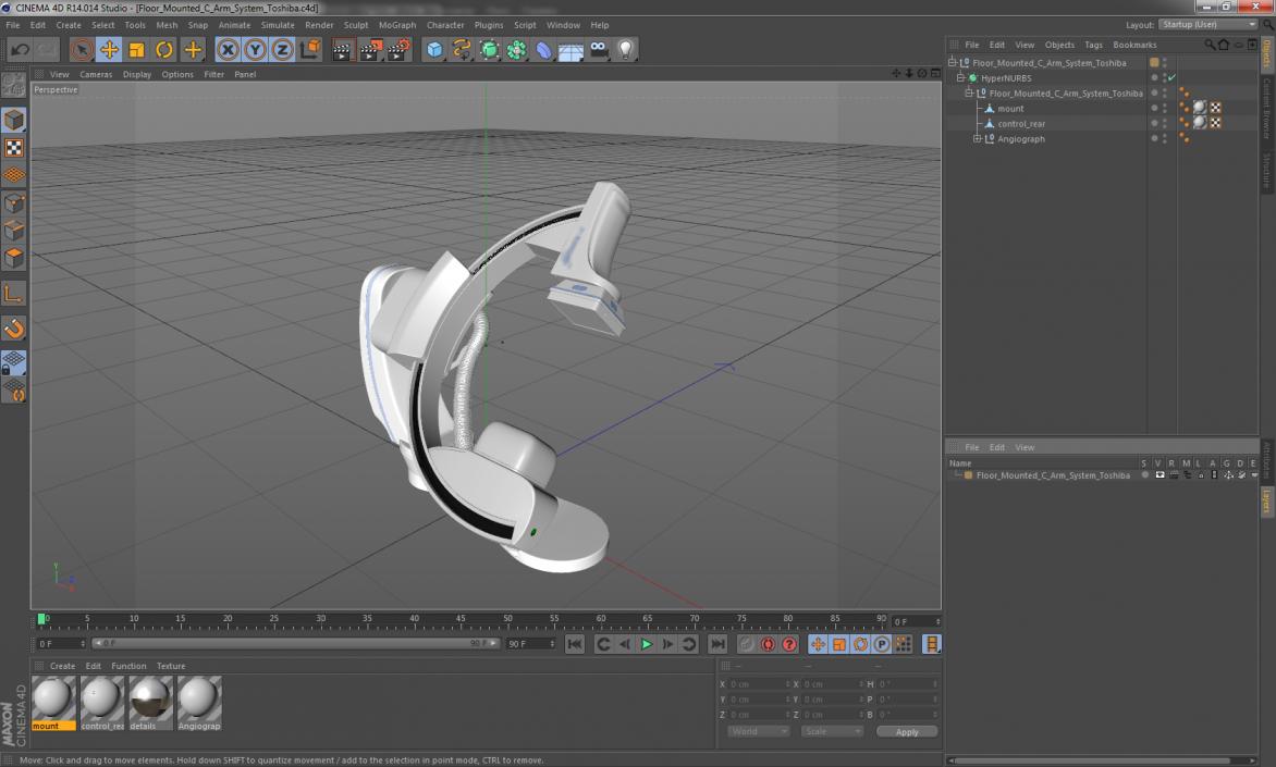 Floor Mounted C-Arm System Toshiba 3D model