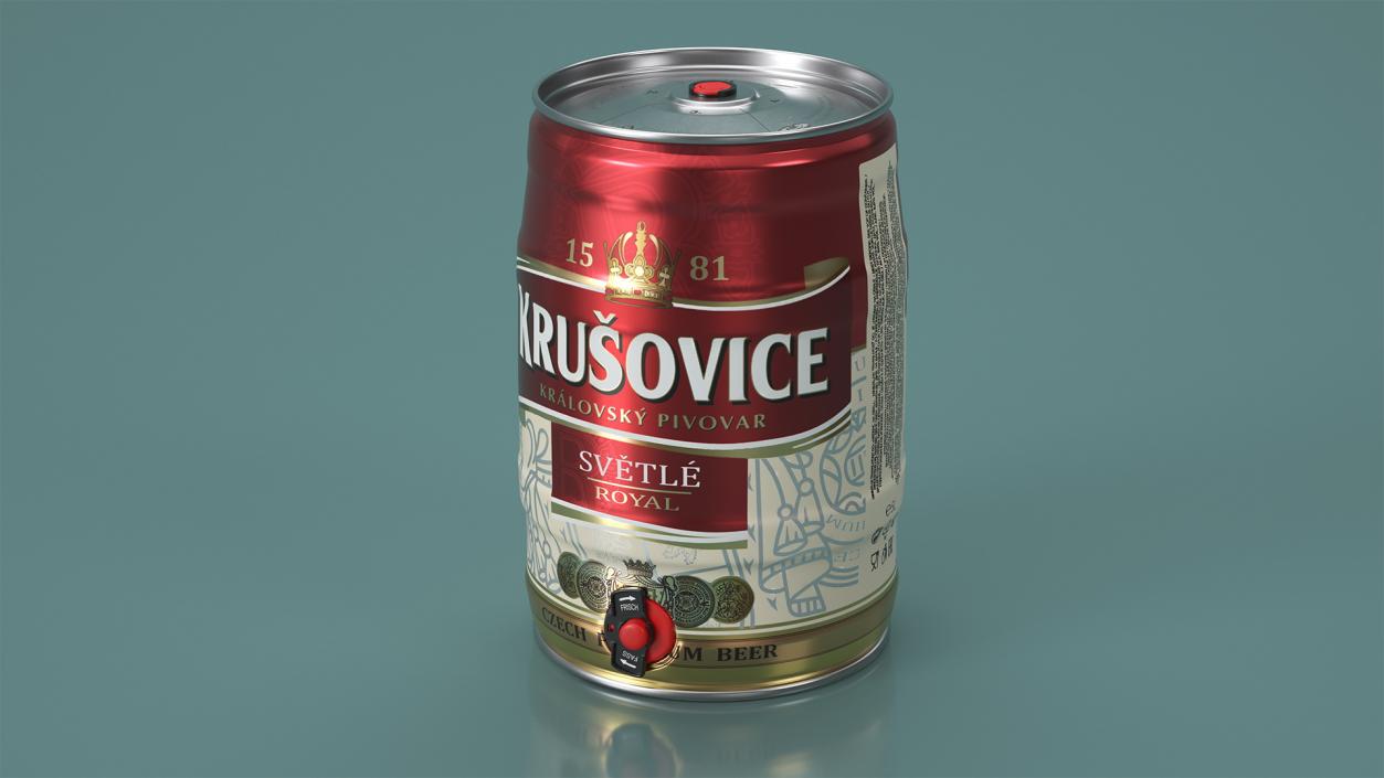 3D Krusovice Beer 5 Liter Barrel 2