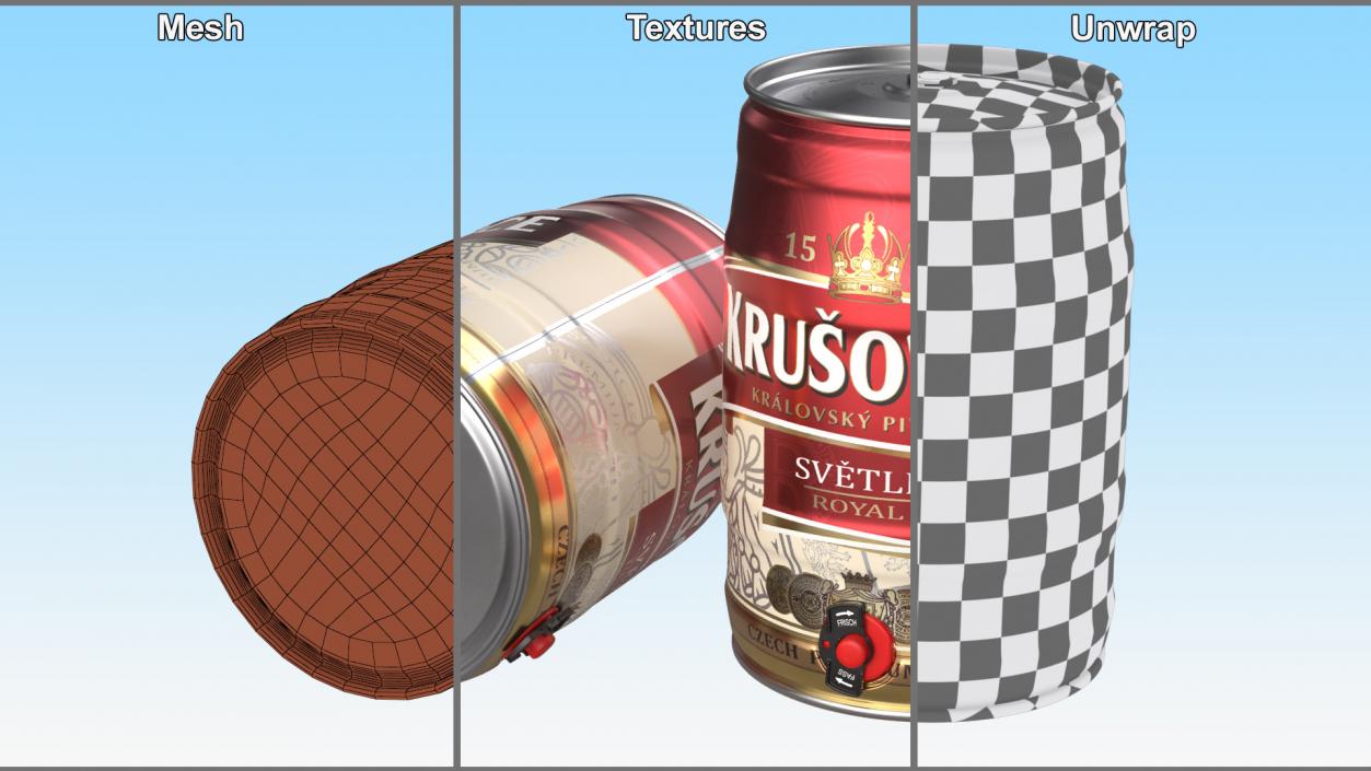 3D Krusovice Beer 5 Liter Barrel 2