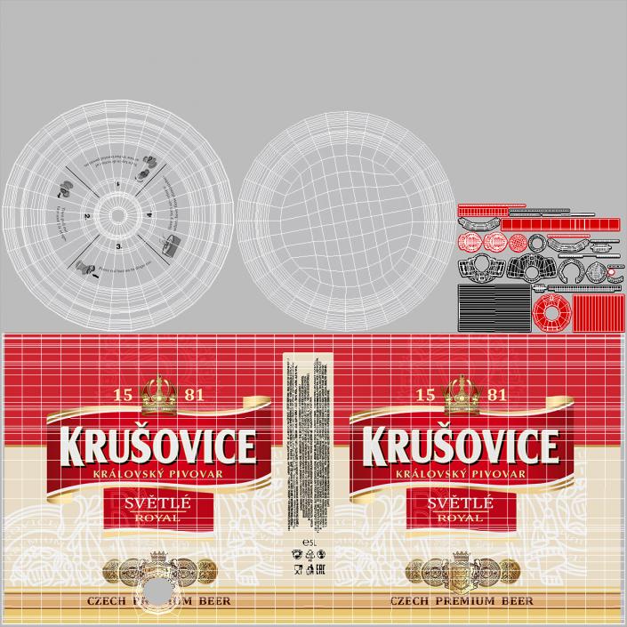 3D Krusovice Beer 5 Liter Barrel 2