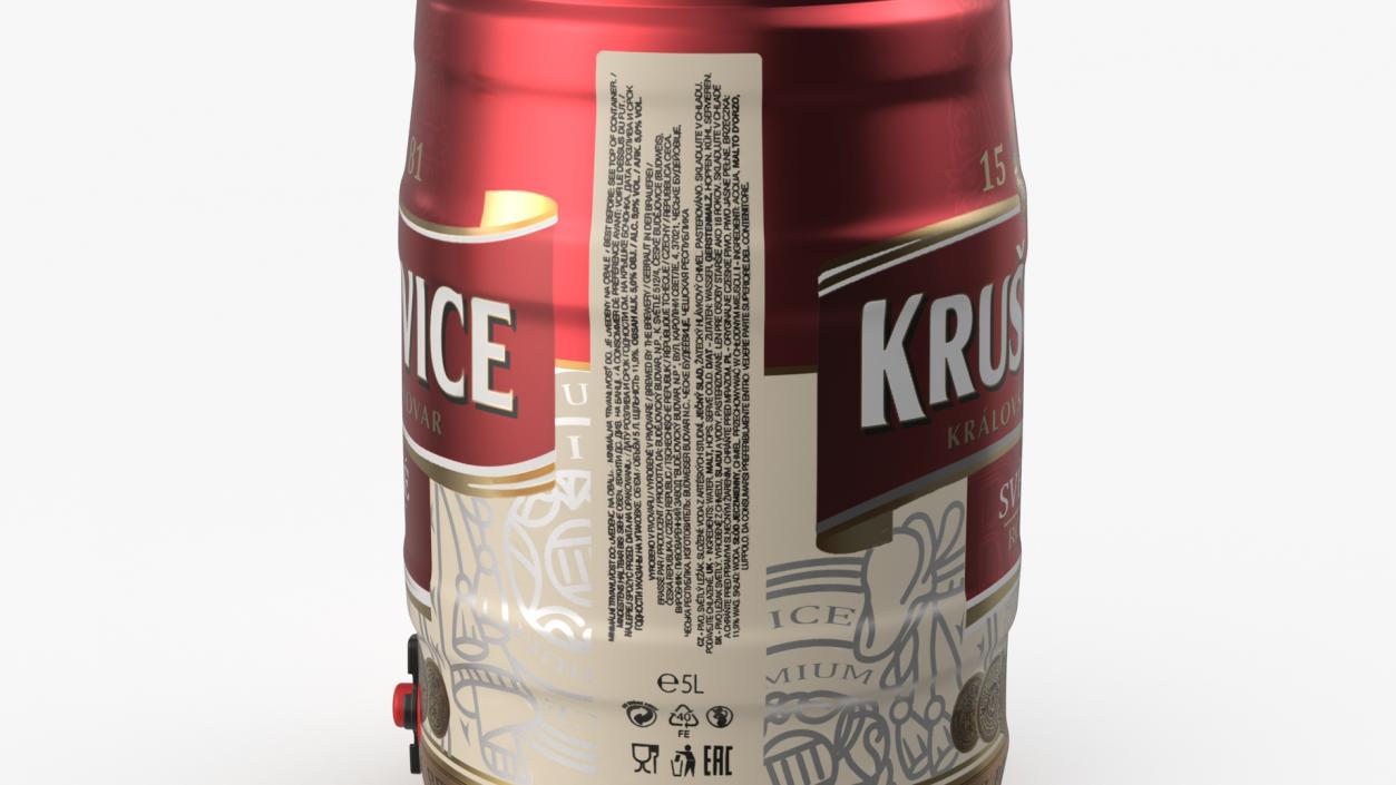 3D Krusovice Beer 5 Liter Barrel 2