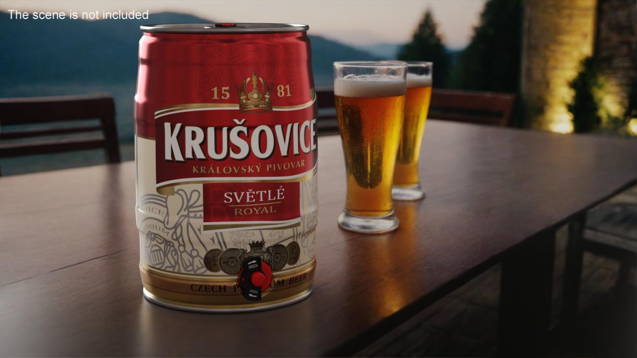 3D Krusovice Beer 5 Liter Barrel 2