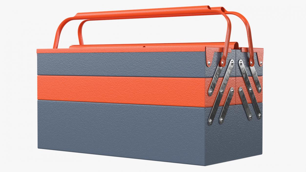 Metal Cantilever Tool Box Orange Rigged 3D model