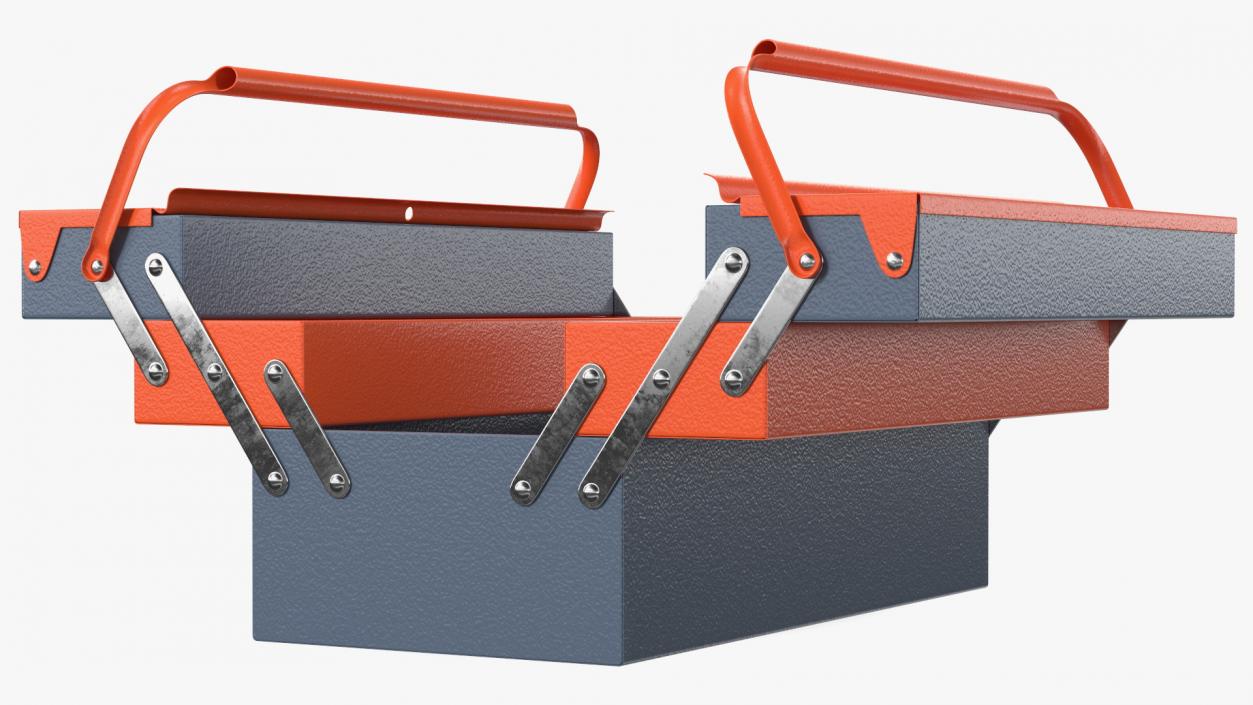 Metal Cantilever Tool Box Orange Rigged 3D model